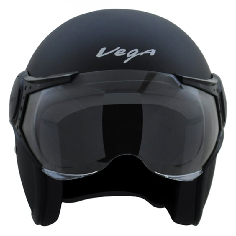 VEGA JET W/VISOR DULL BLACK C/V (L)