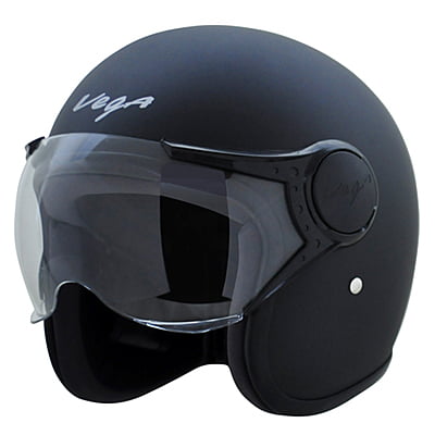 VEGA JET W/VISOR DULL BLACK C/V (L)
