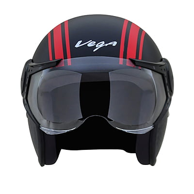 VEGA JET W/VISOR OLD SCHOOL DULL BLACK RED C/V (L)