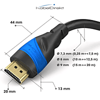 High-speed 3M HDMI 2.0 cable from KabelDirekt – With Ethernet, 4K/8K, 3d-ready, ARC, HDR – blue