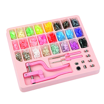 Kit Broches Presion Con Aplicador Rosado