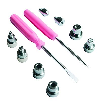 Kit Broches Presion Con Aplicador Rosado