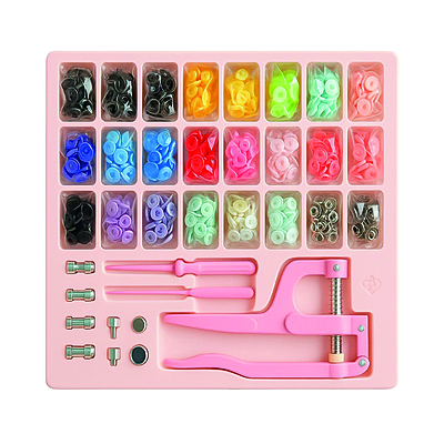 Kit Broches Presion Con Aplicador Rosado