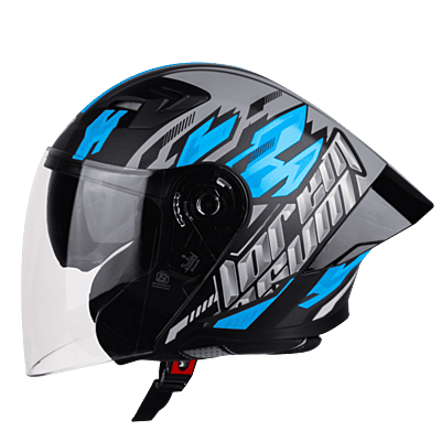 STEELBIRD SBA-16 ISS LOREM GLOSSY BLACK/JAZZ BLUE C/V 600 MM WITH BLACK SPOILER
