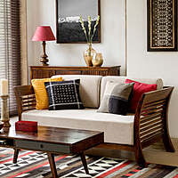 Curvy Solid Wood Sofa - Three Seater Curvy Solid Wood Sofa - Three Seater