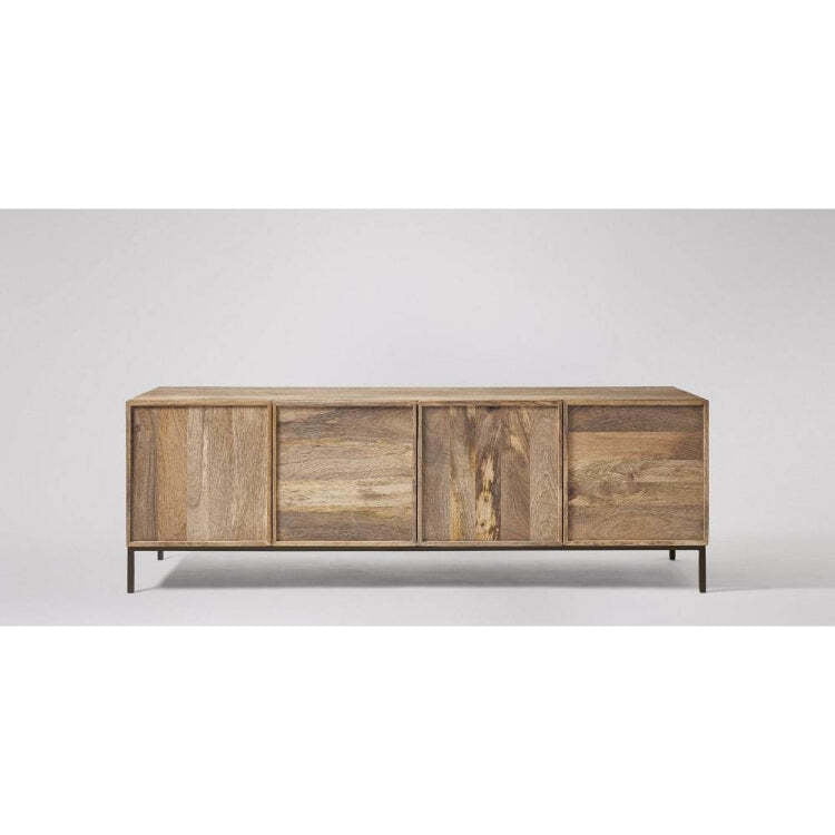 Rustic Mango Wood Sideboard | Modern Storage Console with Metal Legs Rustic Mango Wood Sideboard | Modern Storage Console with Metal Legs