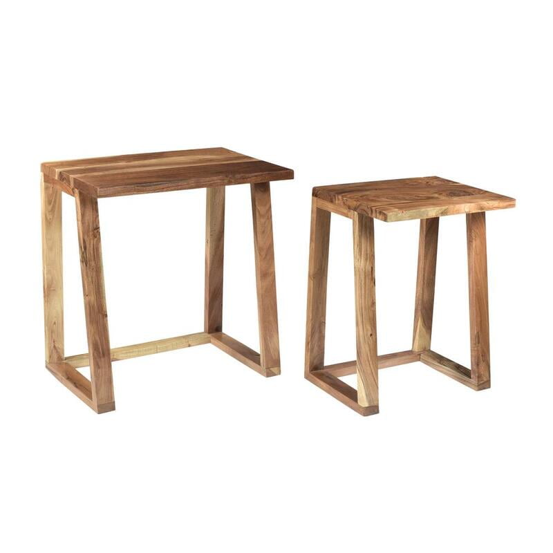 Set of 2 Solid Wood Nesting Tables - Natural Acacia Side & End Tables Set of 2 Solid Wood Nesting Tables - Natural Acacia Side & End Tables