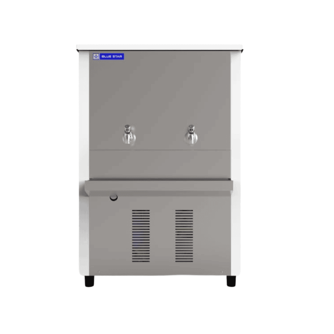 Front view of Blue star NST 170150 industrial water cooler with 150 liter storage Front view of Blue star NST 170150 industrial water cooler with 150 liter storage