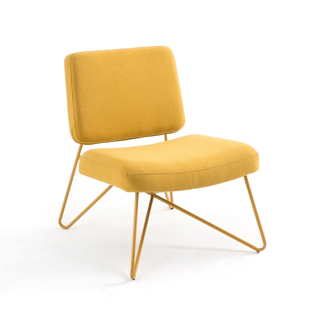 Modern Mustard Yellow Lounge Chair | Fabric & Metal Accent Chair Modern Mustard Yellow Lounge Chair | Fabric & Metal Accent Chair