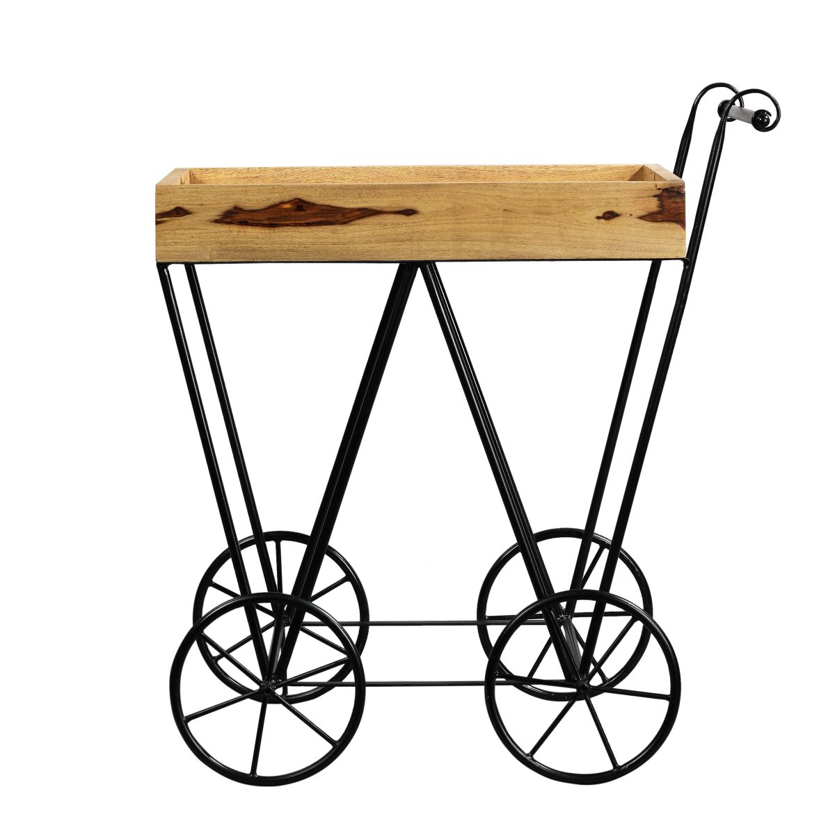 Vintage Bar Trolley with Wooden Tray & Iron Wheels – Rustic Serving Cart for Home Vintage Bar Trolley with Wooden Tray & Iron Wheels – Rustic Serving Cart for Home