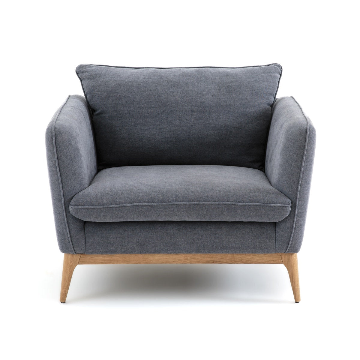 Contemporary Grey Fabric Armchair | Wooden Base Accent Chair Contemporary Grey Fabric Armchair | Wooden Base Accent Chair