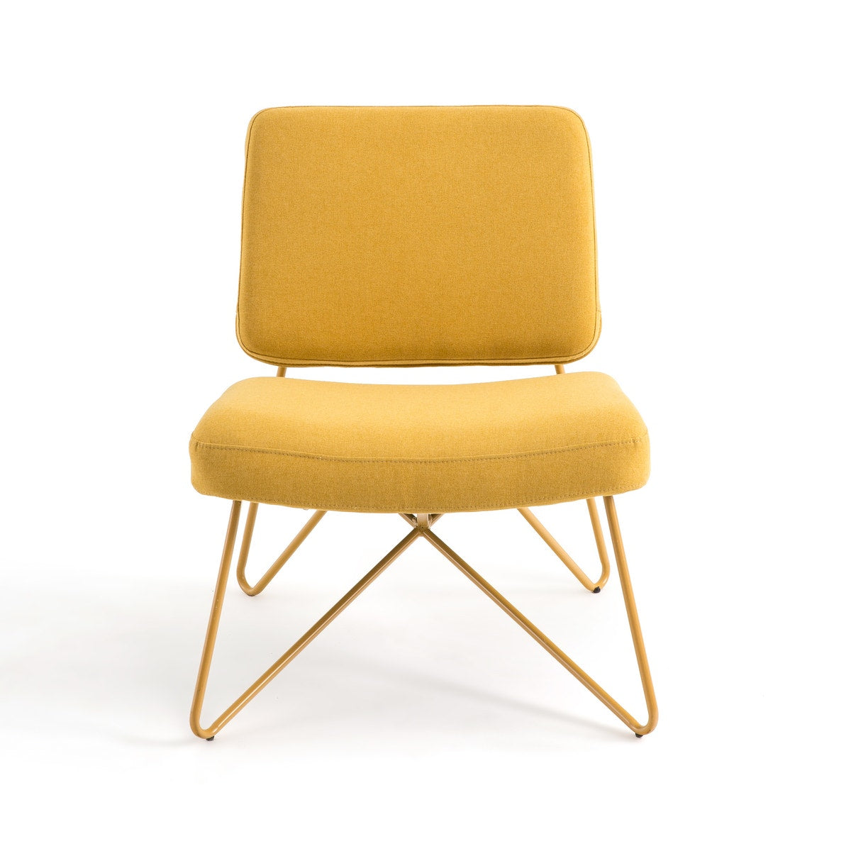 Modern Mustard Yellow Lounge Chair | Fabric & Metal Accent Chair Modern Mustard Yellow Lounge Chair | Fabric & Metal Accent Chair