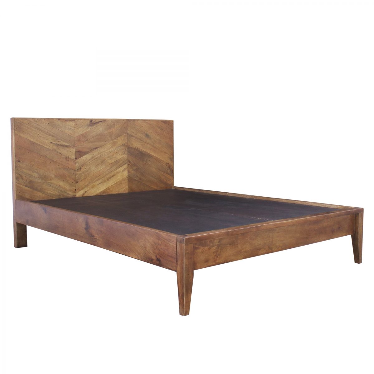 Mid Century Herringbone Solid Wood In Light Walnut - King Size Mid Century Herringbone Solid Wood In Light Walnut - King Size