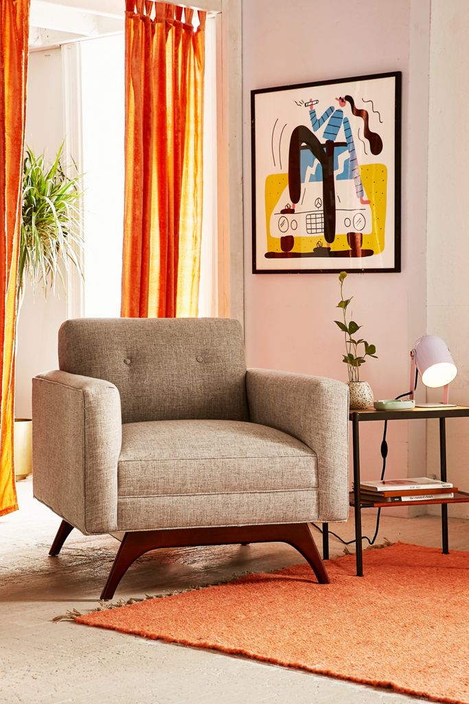 Mid-Century Modern Armchair | Fabric Upholstered Accent Chair Mid-Century Modern Armchair | Fabric Upholstered Accent Chair