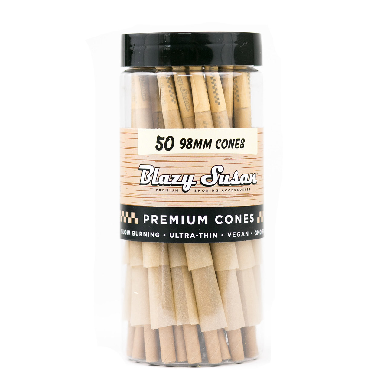 BLAZY SUSAN - Unbleached Cones 98mm 50ct Jar BLAZY SUSAN - Unbleached Cones 98mm 50ct Jar