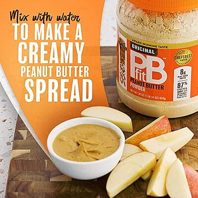PBfit All-Natural Peanut Butter Powder, Powdered Peanut Spread From Real Roasted Pressed Peanuts, 8g of Protein, 30 Ounce (Pack of 1)