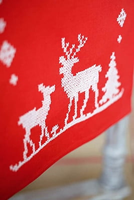 Centro Tavola 30x105 cm da Ricamare a Punto Croce Natale con Renna, 15256
