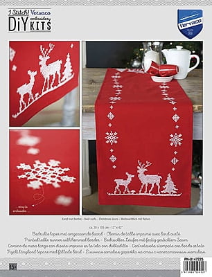 Centro Tavola 30x105 cm da Ricamare a Punto Croce Natale con Renna, 15256 Centro Tavola 30x105 cm da Ricamare a Punto Croce Natale con Renna, 15256