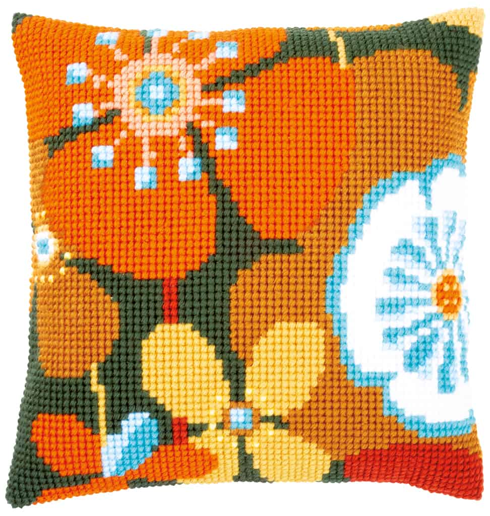 Retro Flower Style One - Kit per cuscino punto croce