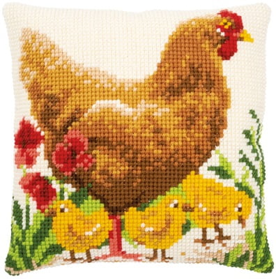 Gallina e pulcini - kit cuscino ricamo