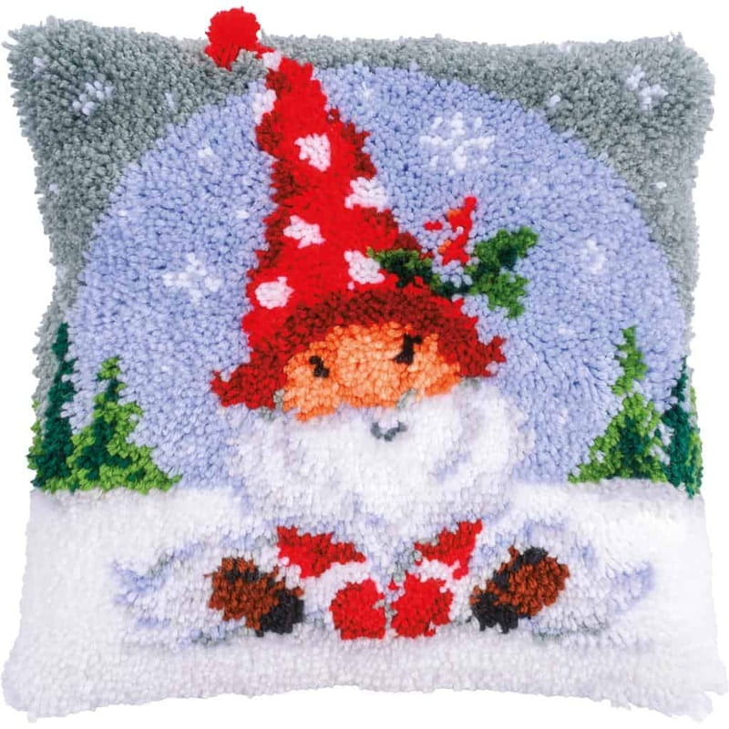 Kit Latch Hook Cuscino Gnomo di Natale sulla Neve Kit Latch Hook Cuscino Gnomo di Natale sulla Neve