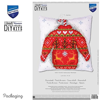 Kit Cuscino Punto Croce Maglione per Natale