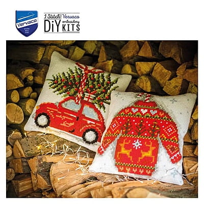 Kit Cuscino Punto Croce Maglione per Natale