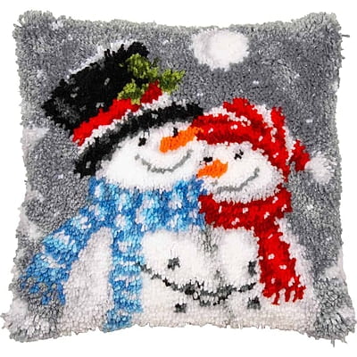 Kit Latch Hook Cuscino Pupazzo di Neve