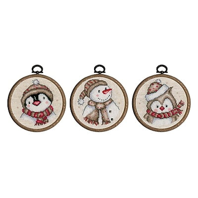 Kit Punto Croce 3 Decorazioni Natale con cornice