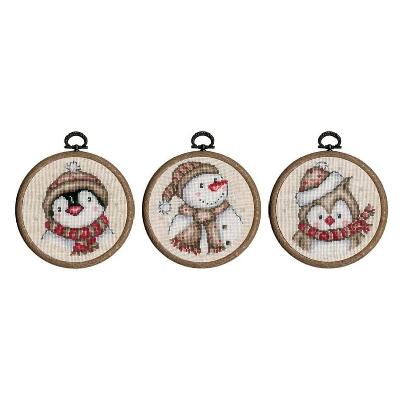 Kit Punto Croce 3 Decorazioni Natale con cornice Kit Punto Croce 3 Decorazioni Natale con cornice