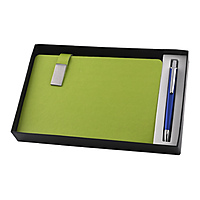 Green Corporate Diary With Pen