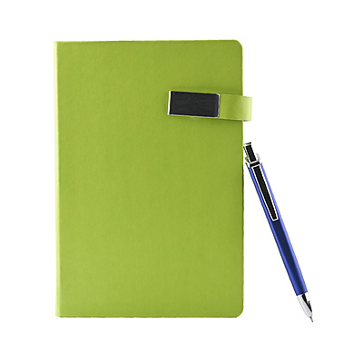 Green Corporate Diary With Pen
