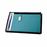 Aqua Blue Corporate Diary With Pen