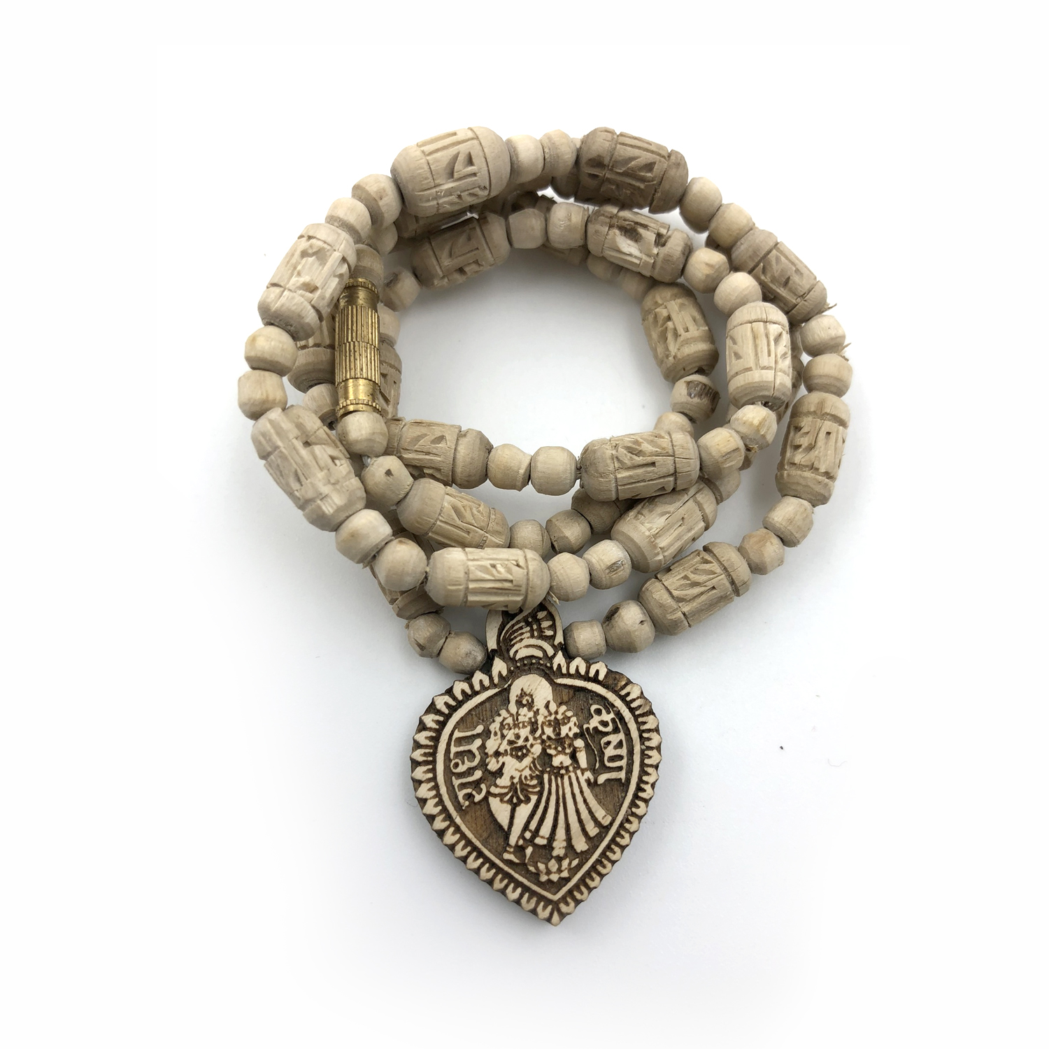 Tulsi Mala Radha Engraved over Beads with Radha Krishna Handicraft Pandent Tulsi Mala Radha Engraved over Beads with Radha Krishna Handicraft Pandent