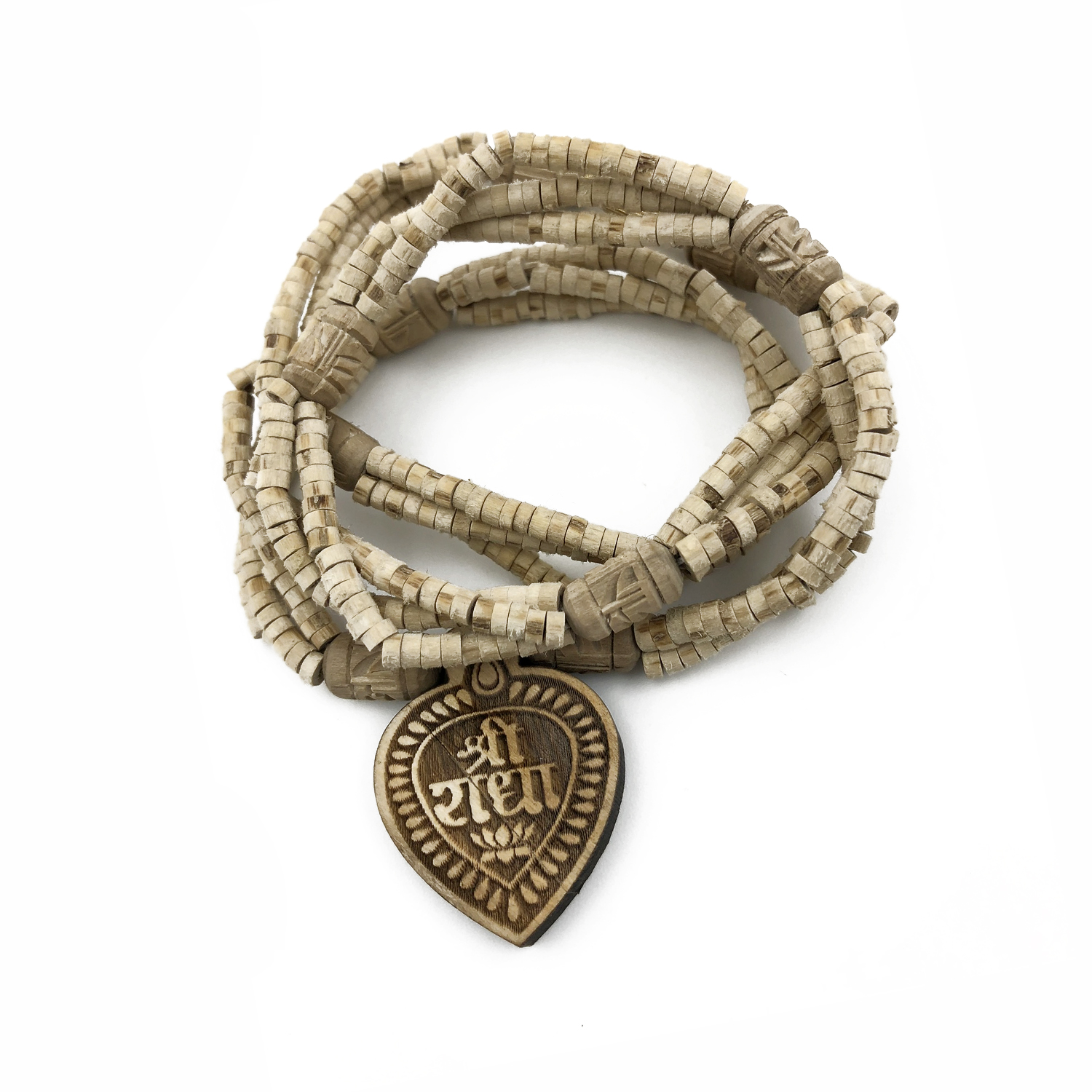 Mala 3-Strand with Heart-Shaped Shri Radha Pendant Mala 3-Strand with Heart-Shaped Shri Radha Pendant