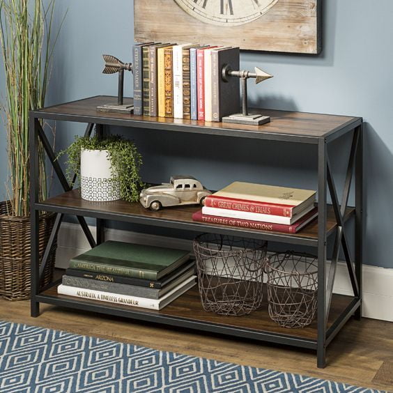 TAVERN INDUSTRIAL STYLE METAL AND WOOD BOOKSHELF TAVERN INDUSTRIAL STYLE METAL AND WOOD BOOKSHELF