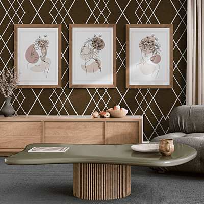 Floral Elegance Wall Art Set - 3 Piece - Canvas Prints - Unframed - Brown