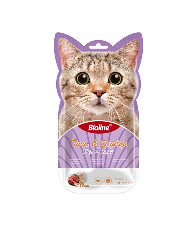Bioline Cat Treats - 5x15g Tuna & Scallop Bioline Cat Treats - 5x15g Tuna & Scallop