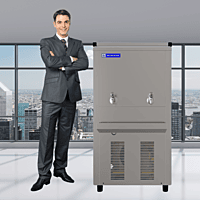 Blue Star SWC4080SS water cooler with a technician performing maintenance. Blue Star SWC4080SS water cooler with a technician performing maintenance.