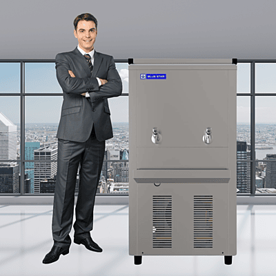 Blue Star SWC4080SS water cooler with a technician performing maintenance.