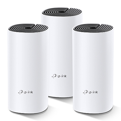 hree TP‑LINK Deco M4 AC1200 mesh Wi‑Fi units arranged together hree TP‑LINK Deco M4 AC1200 mesh Wi‑Fi units arranged together