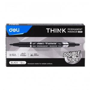 DELI U211 PERM DOUBLE-TIP MARKER BLACK DELI U211 PERM DOUBLE-TIP MARKER BLACK
