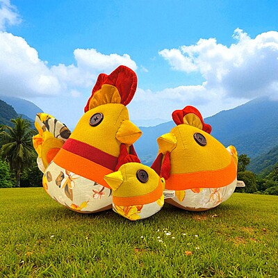 Gà Tài Lộc Con - Thủ Công Nhồi Bông, Vải Cotton Gà Tài Lộc Con - Thủ Công Nhồi Bông, Vải Cotton
