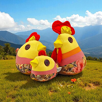 Gà Tài Lộc Con - Thủ Công Nhồi Bông, Vải Cotton Gà Tài Lộc Con - Thủ Công Nhồi Bông, Vải Cotton