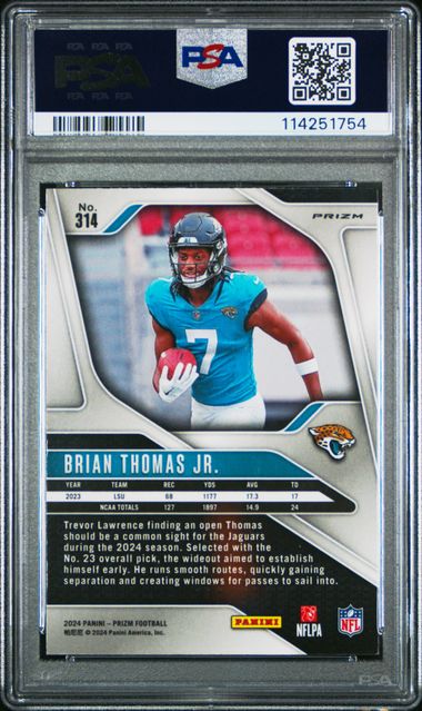 Brian Thomas Jr. 2024 Prizm DIsco psa 9 Brian Thomas Jr. 2024 Prizm DIsco psa 9
