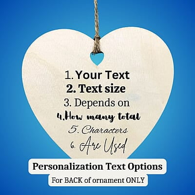 Personalized Heart Family Keepsake Ornament Gift,  Heirloom Treasure, Wood Thank You Memento SET 2