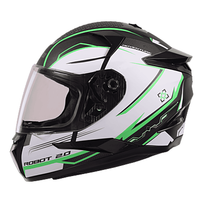 STEELBIRD SBH-35 DOT ROBOT 2.0 ADVENTURE MATT BLACK/GREEN C/V (L) WITH EXTRA SILVER VISOR