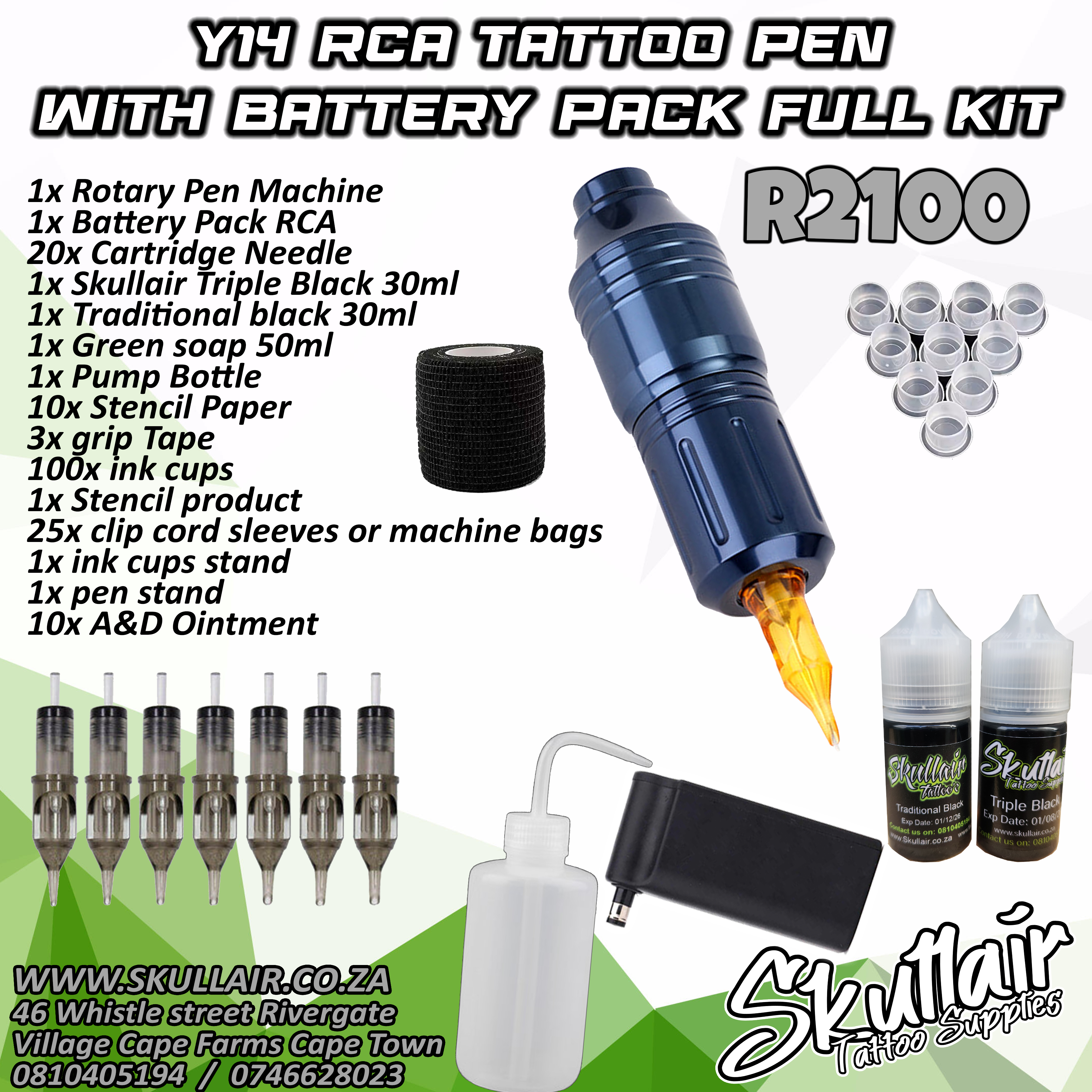 Y14 RCA + Battery Pack full Tattoo Kit