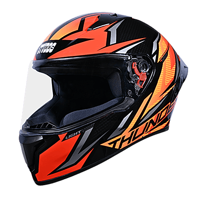 STUDDS THUNDER D1 LIGHTVOLT D1 BLACK RED N10 ORANGE C/V 600 MM WITH SPOILER AND MIRROR VISOR