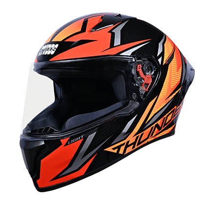STUDDS THUNDER D1 LIGHTVOLT D1 MATT BLACK RED N10 ORANGE C/V 580 MM WITH SPOILER AND MIRROR VISOR
